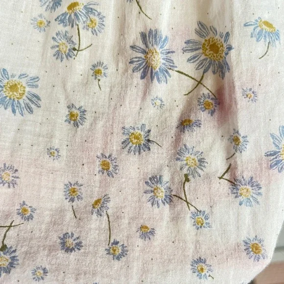 Free People Daisy Floral Peasant Blouse Womens Medium M White Boho Festival - Picture 9 of 16